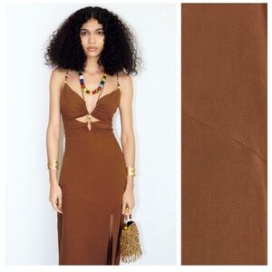 Zara Brown Cutout Maxi Dress